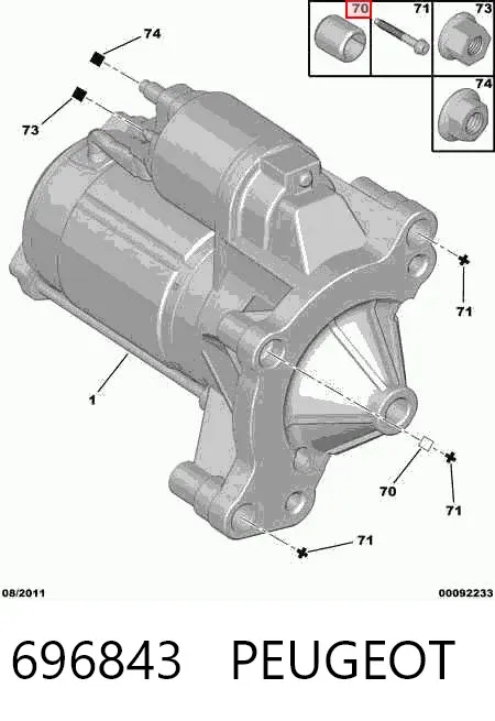 Passador (contrapino) de gozno 696843 Peugeot/Citroen