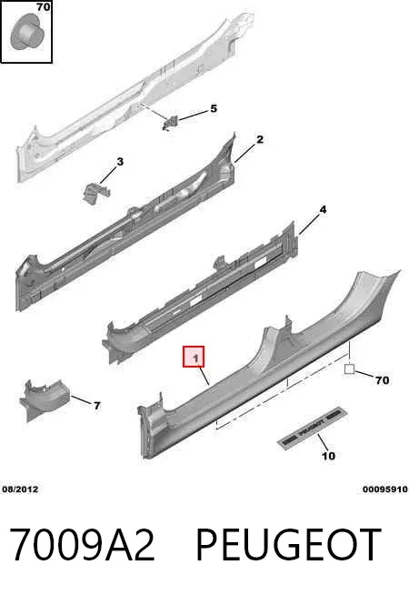 Acesso externo esquerdo 7009A2 Peugeot/Citroen