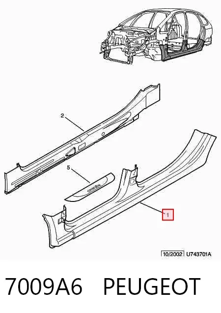 Acesso externo esquerdo 7009A6 Peugeot/Citroen