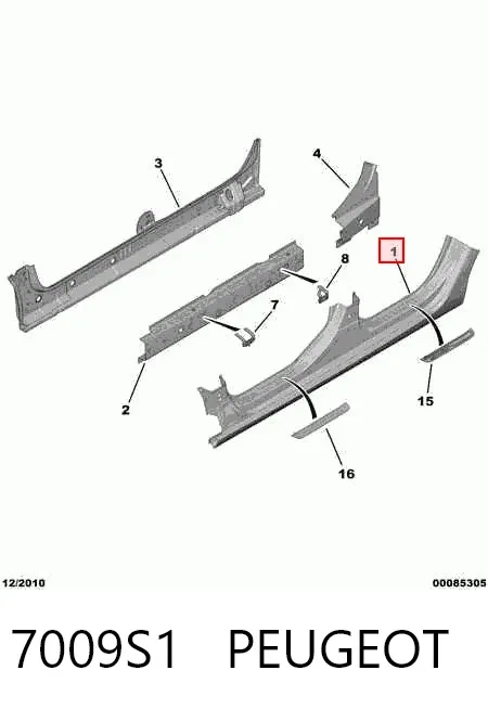 Acesso externo esquerdo 7009S1 Peugeot/Citroen