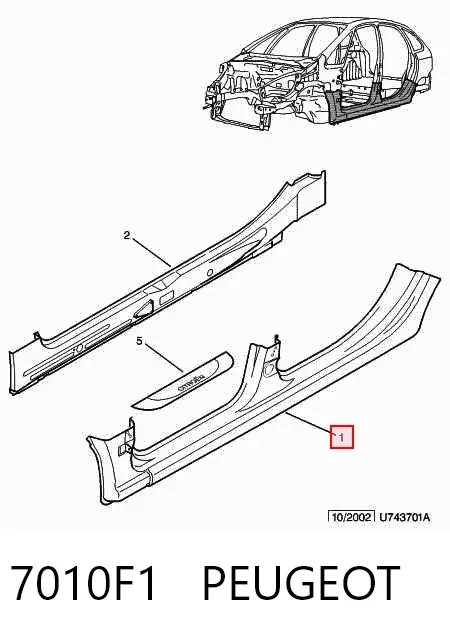 Acesso externo direito 7010F1 Peugeot/Citroen