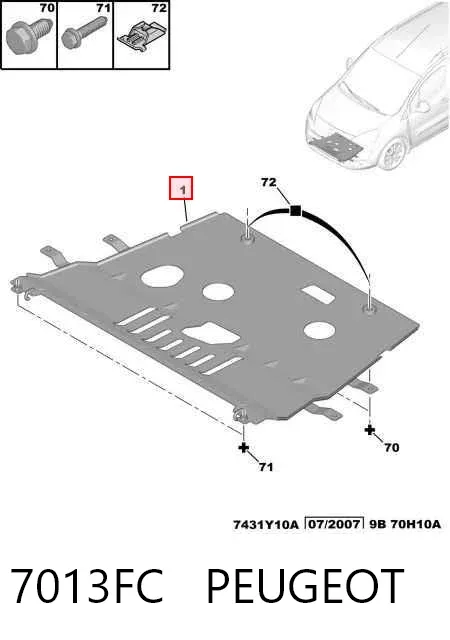 Proteção de motor, de panela (da seção de motor) 7013FC Peugeot/Citroen