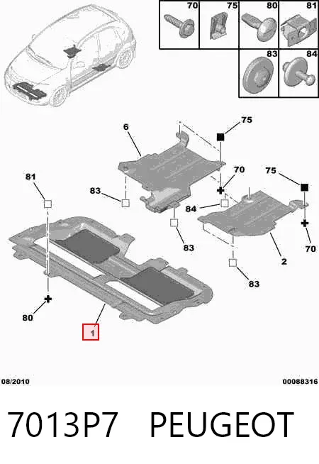 Proteção de motor, de panela (da seção de motor) 7013P7 Peugeot/Citroen