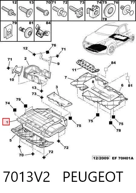 Proteção de motor, de panela (da seção de motor) 7013V2 Peugeot/Citroen