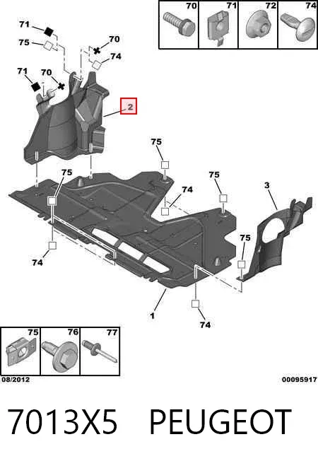 Proteção de motor direito 7013X5 Peugeot/Citroen