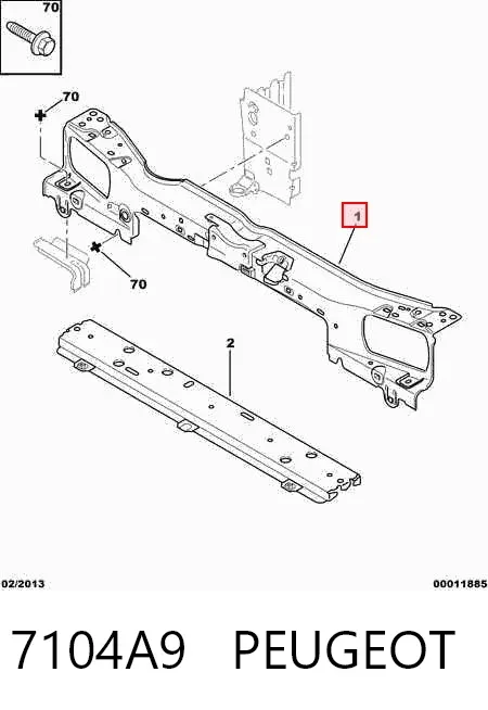 Suporte do radiador montado (painel de montagem de fixação das luzes) 7104A9 Peugeot/Citroen