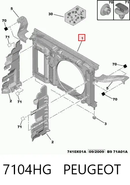 Difusor do radiador de esfriamento 7104HG Peugeot/Citroen