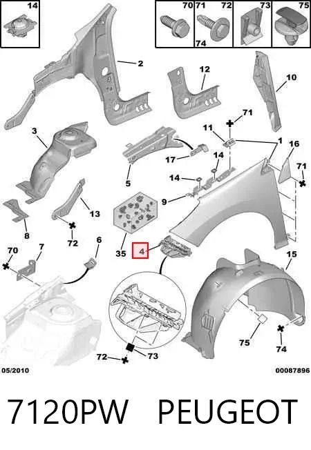 Consola externa direita do pára-choque dianteiro 7120PW Peugeot/Citroen