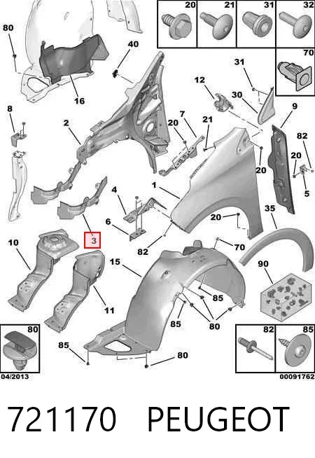 Consola (adaptador) de fixação da luz dianteira esquerda 721170 Peugeot/Citroen