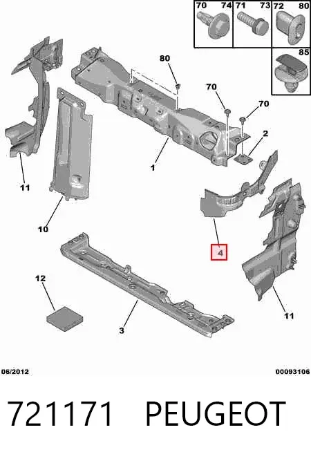 Consola (adaptador) de fixação da luz dianteira direita 721171 Peugeot/Citroen