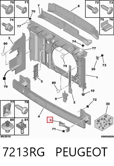Consola (adaptador) de fixação da luz dianteira direita 7213RG Peugeot/Citroen