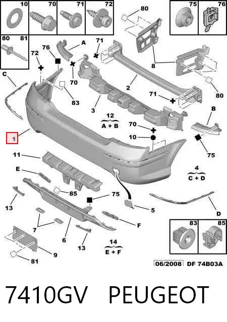 Pára-choque traseiro 7410GV Peugeot/Citroen