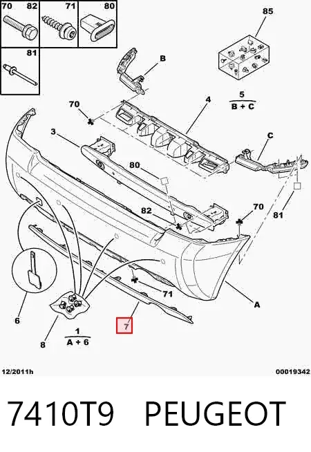 Spoiler do pára-choque traseiro 7410T9 Peugeot/Citroen