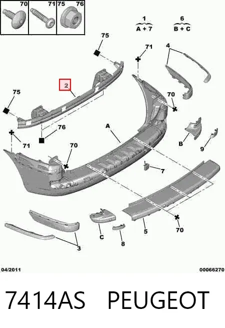 Reforçador do pára-choque traseiro Citroen C8 EA, EB