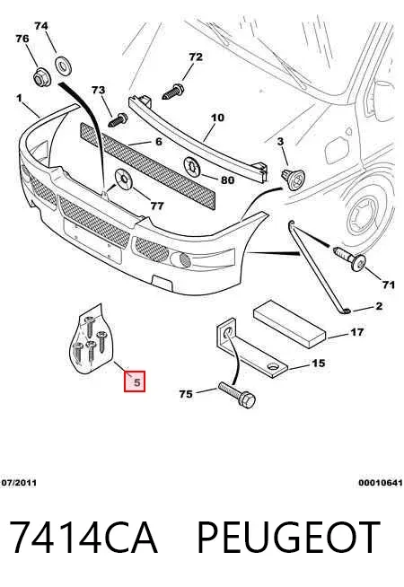 Cápsula (prendedor) de fixação do pára-choque dianteiro 7414CA Peugeot/Citroen