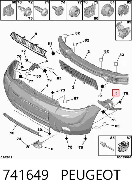 Consola de fixação das luzes de nevoeiro esquerdas + direitas 741649 Peugeot/Citroen