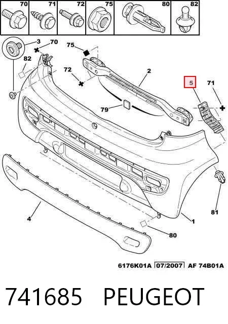 Consola esquerda do pára-choque traseiro 741685 Peugeot/Citroen