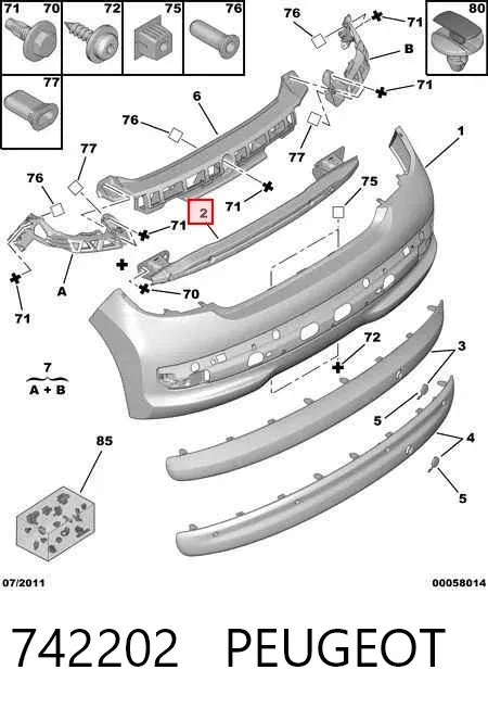 Reforçador do pára-choque traseiro 742202 Peugeot/Citroen