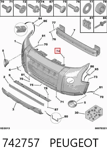 Parafuso de fixação do pára-choque traseiro 742757 Peugeot/Citroen