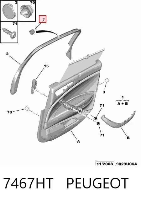 Gancho de estore de proteção contra o sol da porta 7467HT Peugeot/Citroen