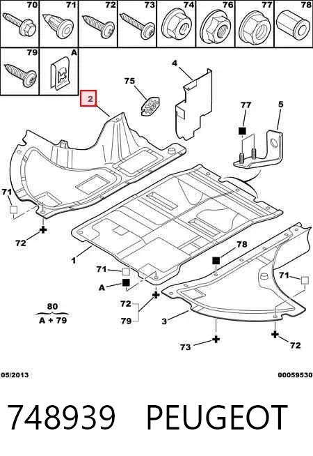 Proteção de motor direito 748939 Peugeot/Citroen