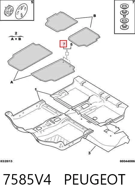 Kit de fixação de tapetes de salão 7585V4 Peugeot/Citroen