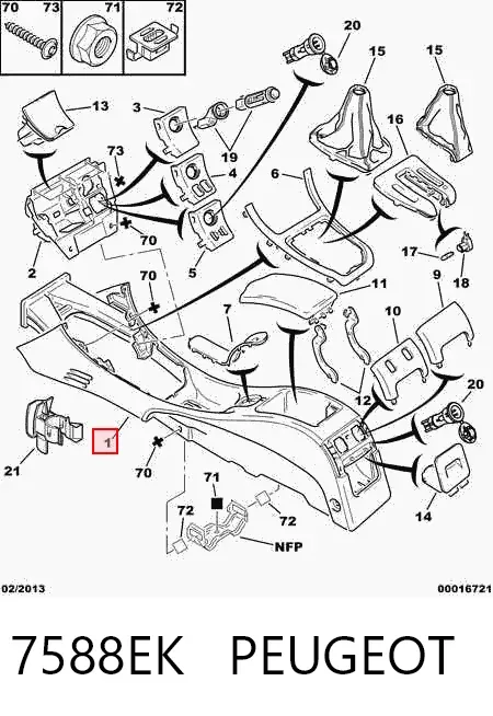 Consola de painel de controlo central 7588EK Peugeot/Citroen