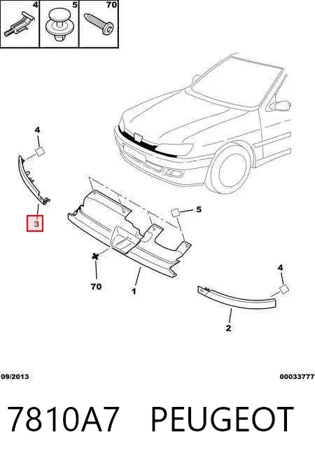 Ripa (placa sobreposta) da luz direita 7810A7 Peugeot/Citroen