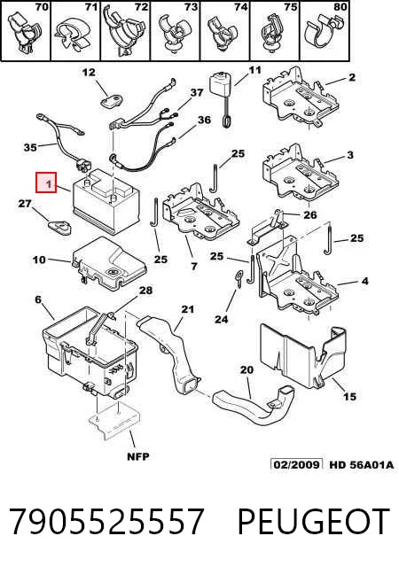 Bateria recarregável (PILHA) 7905525557 Peugeot/Citroen