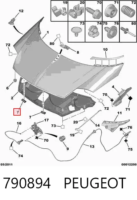 Pára-choque (grade de proteção) da capota 790894 Peugeot/Citroen