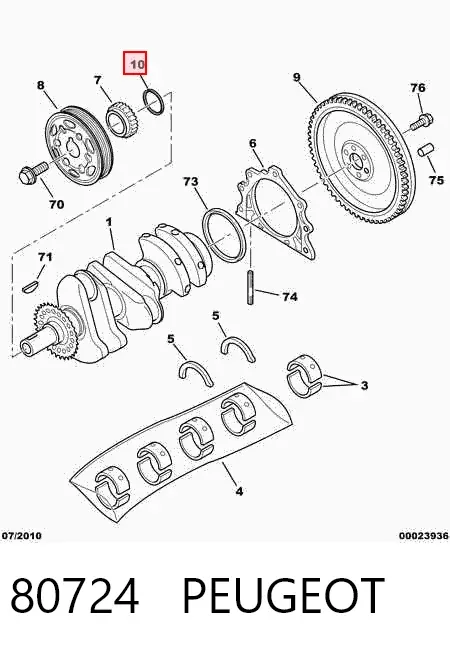 Vedação dianteira de cambota de motor 80724 Peugeot/Citroen