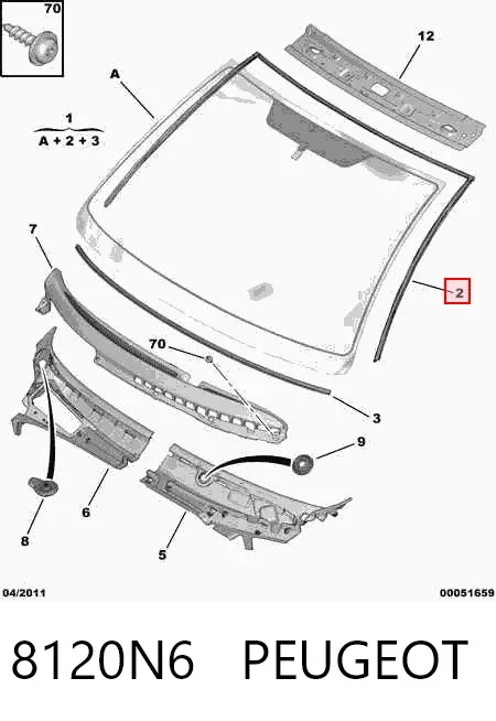 Moldura de pára-brisas 8120N6 Peugeot/Citroen