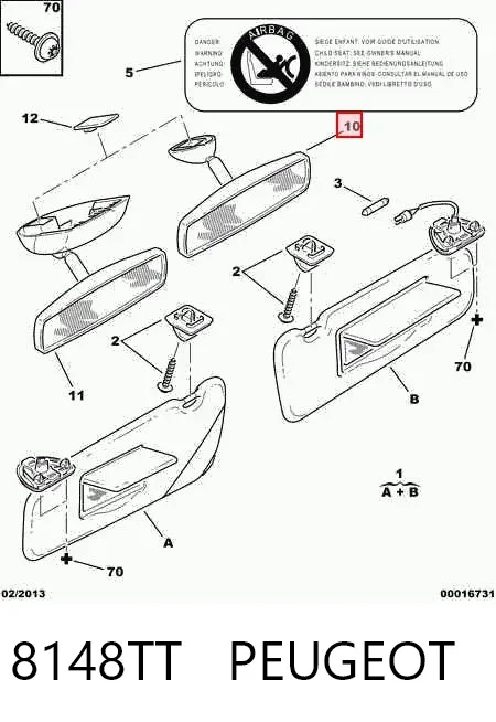 Espelho de salão interno 8148TT Peugeot/Citroen