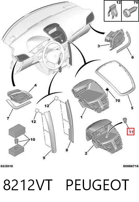Aromatizante para o painel de instrumentos 8212VT Peugeot/Citroen