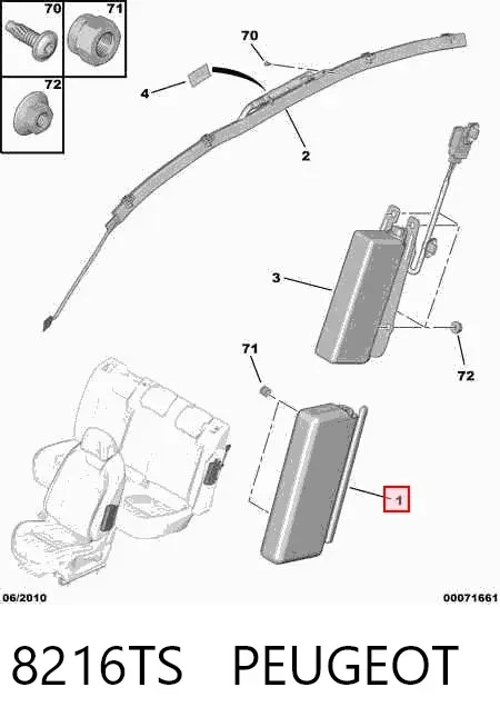 Cinto de segurança (AIRBAG) de encosto do assento esquerdo 8216TS Peugeot/Citroen