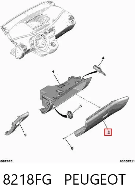 Tampa da caixa para luvas (porta-luvas) 8218FG Peugeot/Citroen