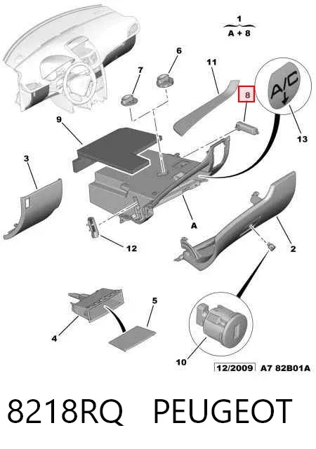 Caixa para porta-luvas (porta-luvas) 8218RQ Peugeot/Citroen