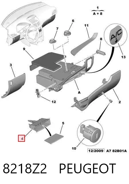 Caixa para porta-luvas (porta-luvas) 8218Z2 Peugeot/Citroen