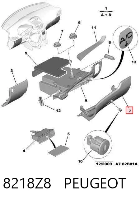 Tampa da caixa para luvas (porta-luvas) 8218Z8 Peugeot/Citroen