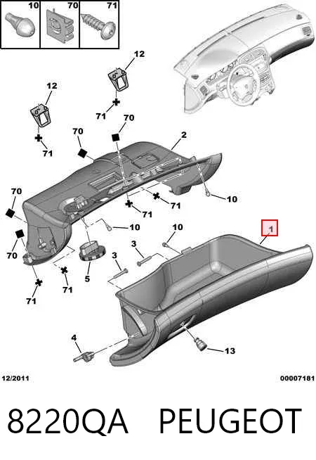 Caixa para porta-luvas (porta-luvas) 8220QA Peugeot/Citroen