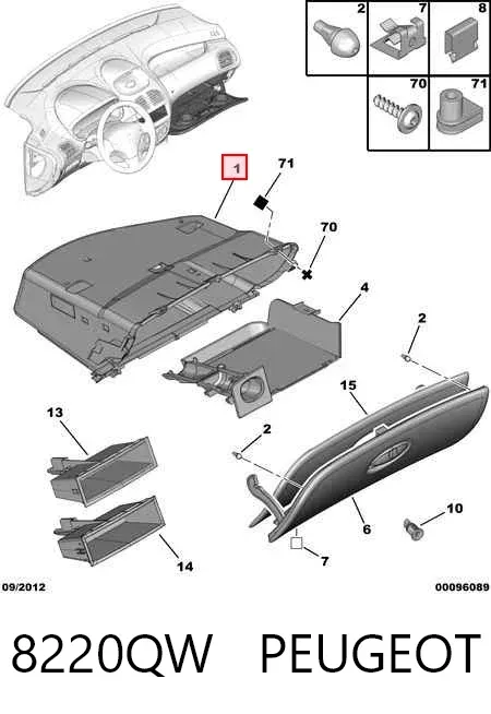 Caixa para porta-luvas (porta-luvas) 8220QW Peugeot/Citroen