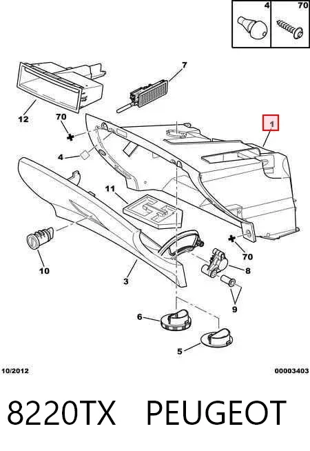 Caixa para porta-luvas (porta-luvas) 8220TX Peugeot/Citroen