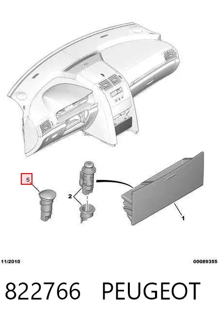 Assento (tomada) de acendedor de cigarros 822766 Peugeot/Citroen