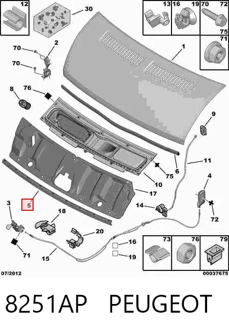 Vedação da capota 8251AP Peugeot/Citroen