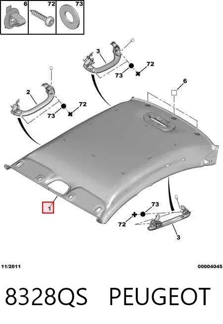 Revestimento do teto 8328QS Peugeot/Citroen