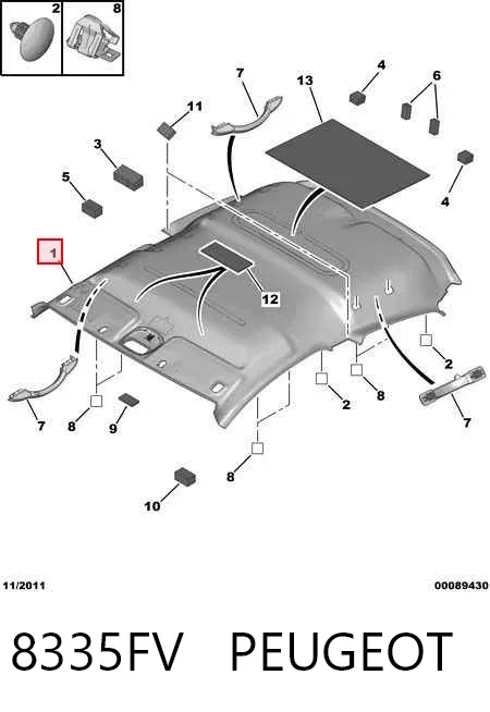 Revestimento do teto 8335FV Peugeot/Citroen