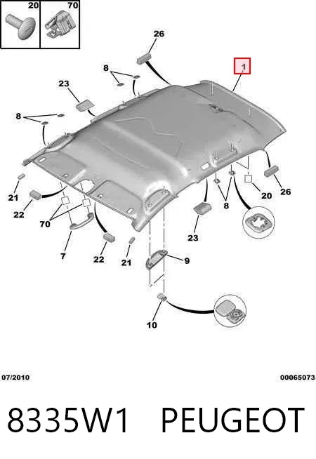 Revestimento do teto 8335W1 Peugeot/Citroen