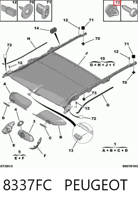 Cápsula (prendedor) de fixação de revestimento de tampa de porta-malas 8337FC Peugeot/Citroen