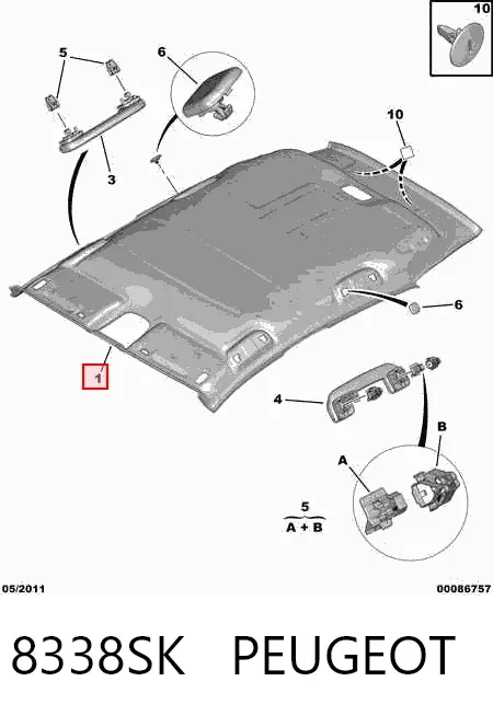 Revestimento do teto 8338SK Peugeot/Citroen