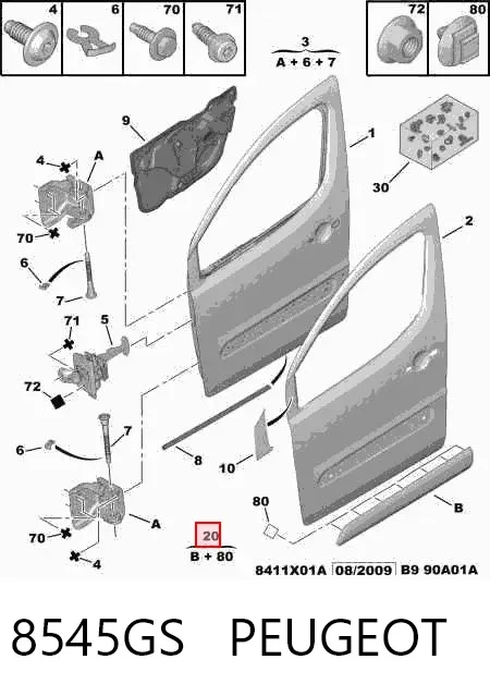 Moldura da porta dianteira esquerda inferior 8545GS Peugeot/Citroen